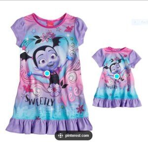 Vampirina Girl's Gown and Matchine 18" Doll Gown Size 4